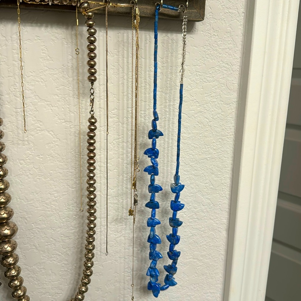 Vintage dark blue carved stone bears necklace